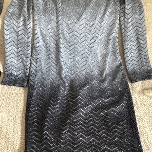 Elegant Silver and Black Gradient Dress